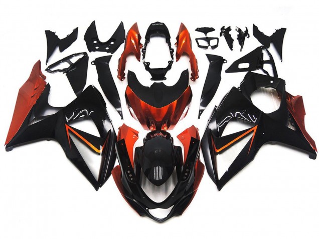09-16 Orange & Noir Personnalisés Avec Incrustation Argentée GSXR 1000 Carénage Moto 09-16 Orange & Noir Personnalisés Avec Incrustation Argentée GSXR 1000 Carénage Moto