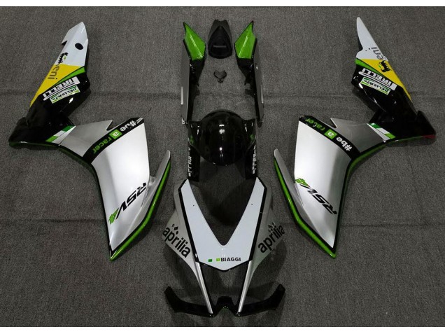 10-15 Argent Pirelli & Vert RSV4 1000 Carénage Moto 10-15 Argent Pirelli & Vert RSV4 1000 Carénage Moto