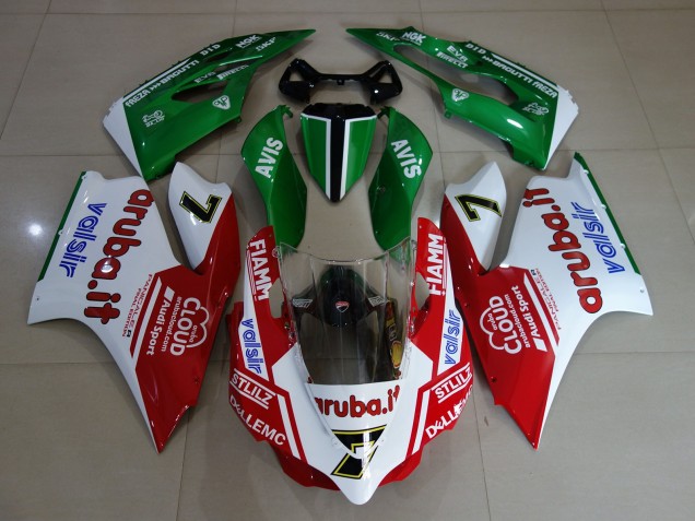 11-14 Blanc Brillant / Rouge / Vert Ducati 1199 Carénage Moto 11-14 Blanc Brillant / Rouge / Vert Ducati 1199 Carénage Moto