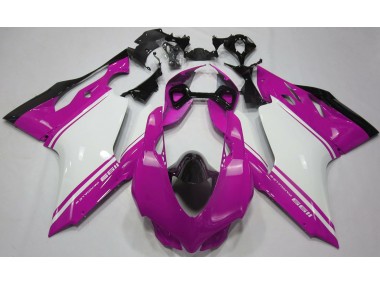 11-14 Rose Brillant Blanc & Noir Ducati 1199 Carénage Moto