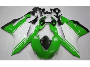 11-14 Vert Brillant Blanc & Noir Ducati 1199 Carénage Moto