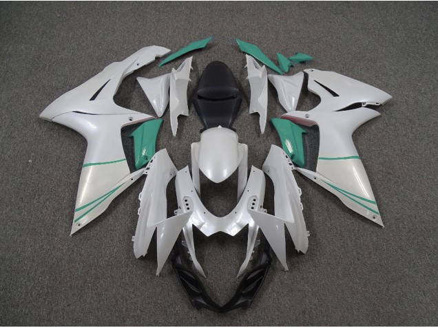 11-24 Blanc Nacré & Bleu T GSXR 600-750 Carénage Moto 11-24 Blanc Nacré & Bleu T GSXR 600-750 Carénage Moto