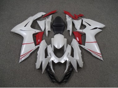 11-24 Blanc Nacré & Rouge GSXR 600-750 Carénage Moto