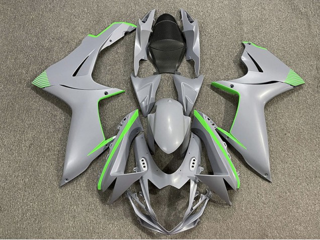 11-24 Gris Nardo Mat & Accents Verts GSXR 600-750 Carénage Moto 11-24 Gris Nardo Mat & Accents Verts GSXR 600-750 Carénage Moto