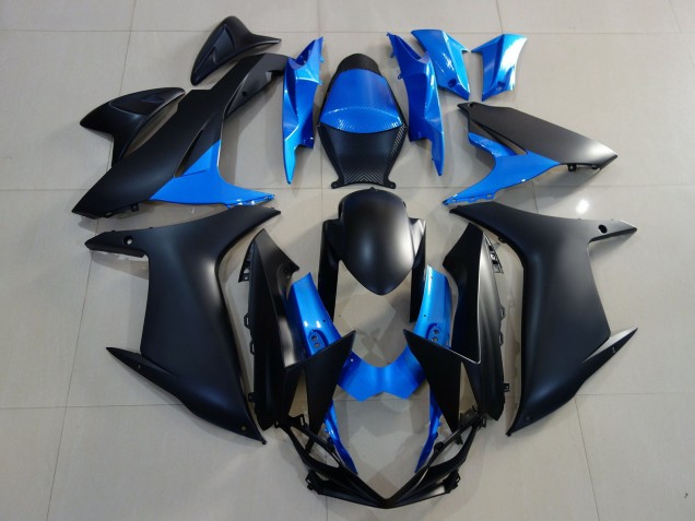 11-24 Noir Mat & Bleu Vif GSXR 600-750 Carénage Moto 11-24 Noir Mat & Bleu Vif GSXR 600-750 Carénage Moto