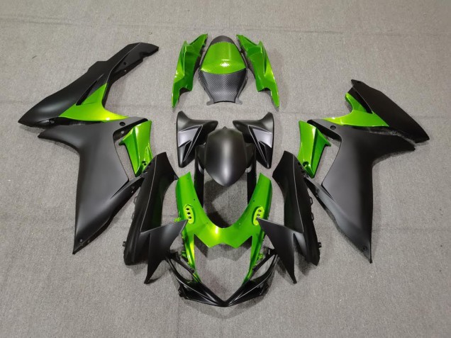 11-24 Noir Mat & Vert GSXR 600-750 Carénage Moto