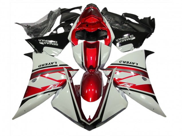 12-14 Blanc Brillant & Rouge R1 Carénage Moto 12-14 Blanc Brillant & Rouge R1 Carénage Moto