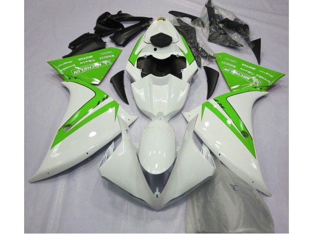12-14 Blanc Brillant & Vert R1 Carénage Moto 12-14 Blanc Brillant & Vert R1 Carénage Moto