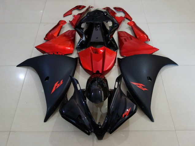 12-14 Noir Mat & Rouge Feu R1 Carénage Moto 12-14 Noir Mat & Rouge Feu R1 Carénage Moto
