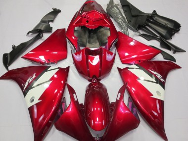 12-14 Rouge Brillant & Blanc R1 Carénage Moto