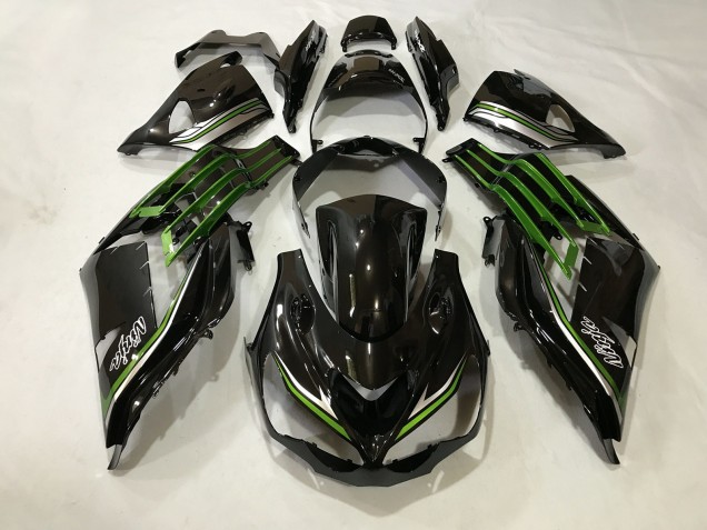 12-21 Noir Brillant & Vert Slime ZX14R Carénage Moto 12-21 Noir Brillant & Vert Slime ZX14R Carénage Moto
