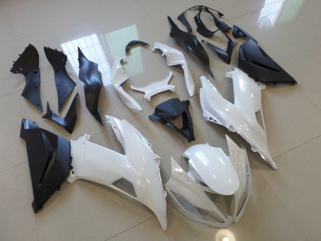 13-18 Blanc Brillant Noir ZX6R Carénage Moto 13-18 Blanc Brillant Noir ZX6R Carénage Moto