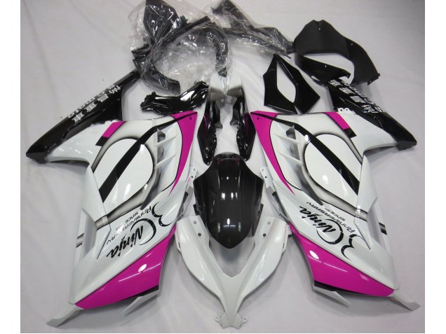 13-18 Blanc Brillant & Rose Ninja 300 Carénage Moto 13-18 Blanc Brillant & Rose Ninja 300 Carénage Moto