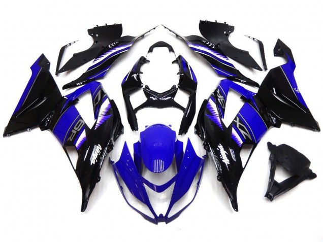 13-18 Bleu Profond & Noir Vibrants ZX6R Carénage Moto 13-18 Bleu Profond & Noir Vibrants ZX6R Carénage Moto