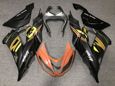 13-18 Noir Brillant & Orange ZX6R Carénage Moto