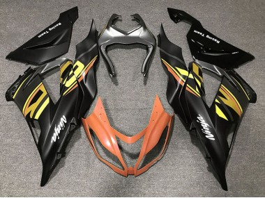 13-18 Noir Brillant & Orange ZX6R Carénage Moto