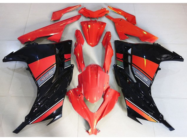 13-18 Rouge Bonbon & Noir Ninja 300 Carénage Moto 13-18 Rouge Bonbon & Noir Ninja 300 Carénage Moto