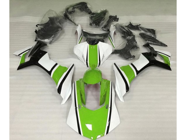 15-19 Blanc Brillant Vert & Noir R1 Carénage Moto 15-19 Blanc Brillant Vert & Noir R1 Carénage Moto