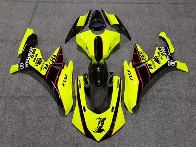 15-19 Floro Jaune & Noir R1 Carénage Moto 15-19 Floro Jaune & Noir R1 Carénage Moto