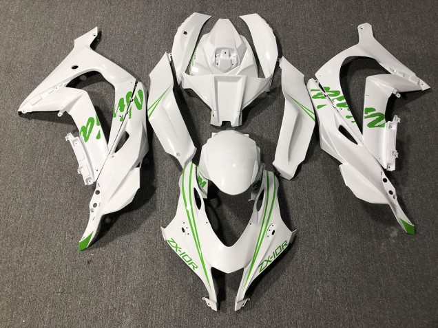 16-19 Kawi Blanc Vert Perle ZX10R Carénage Moto 16-19 Kawi Blanc Vert Perle ZX10R Carénage Moto