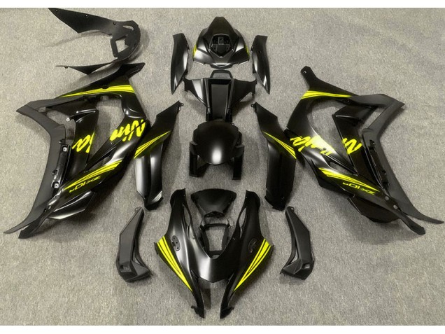 16-19 Noir Satiné & Jaune ZX10R Carénage Moto