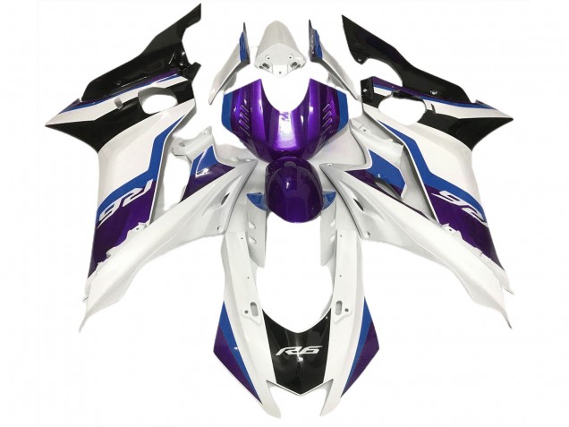 17-21 Violet & Blanc Brillant R6 Carénage Moto 17-21 Violet & Blanc Brillant R6 Carénage Moto
