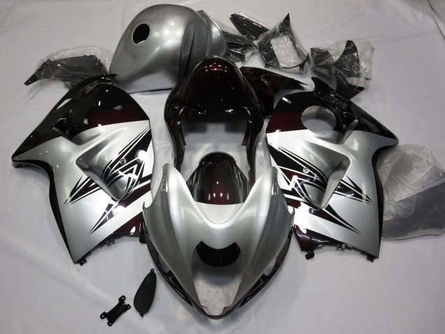 97-07 Argent & Rouge Foncé GSXR 1300 Carénage Moto 97-07 Argent & Rouge Foncé GSXR 1300 Carénage Moto