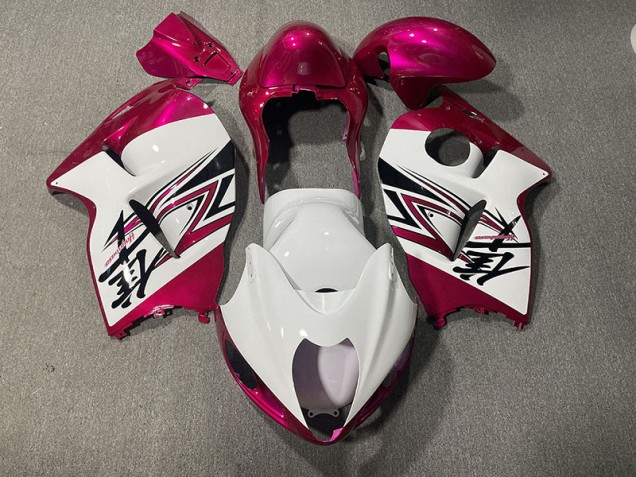 97-07 Blanc Brillant & Rose GSXR 1300 Carénage Moto 97-07 Blanc Brillant & Rose GSXR 1300 Carénage Moto
