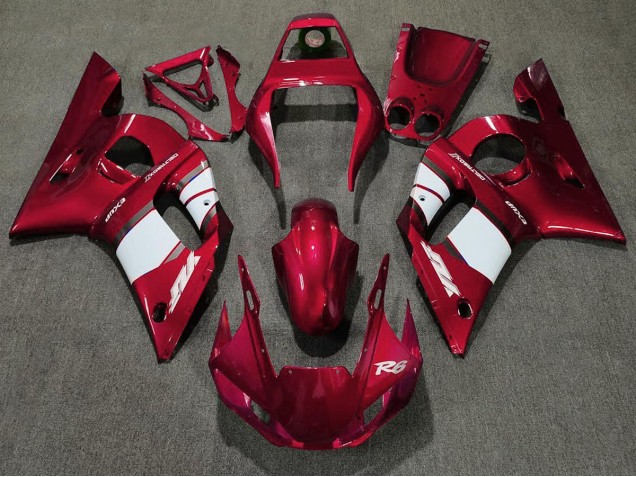 98-02 Rouge Profond & Blanc R6 Carénage Moto 98-02 Rouge Profond & Blanc R6 Carénage Moto