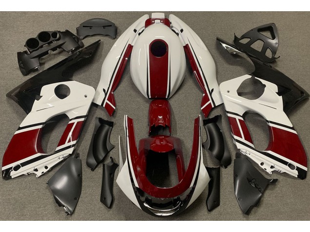 98-07 Blanc Brillant & Rouge Foncé YZF600 Carénage Moto 98-07 Blanc Brillant & Rouge Foncé YZF600 Carénage Moto