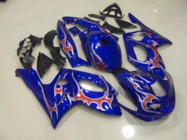 98-07 Bleu Rouge & Argent Brillant YZF600 Carénage Moto 98-07 Bleu Rouge & Argent Brillant YZF600 Carénage Moto